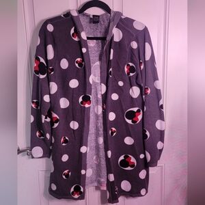 Torrid Disney Grey Knit Hooded Cardigan with Minnie Logo Motif
